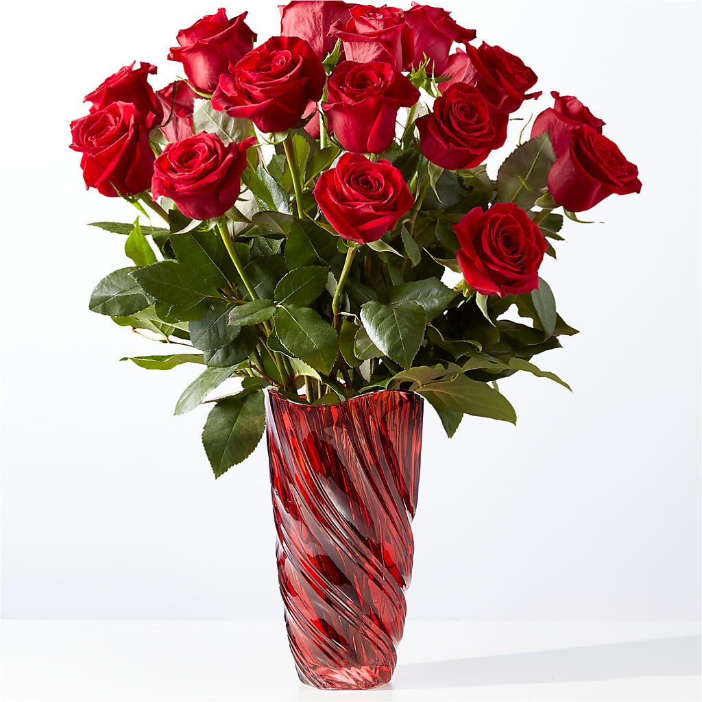 Classic Love Red Rose Bouquet with Luxe Swirl Vase – Acme, Malvern PA
