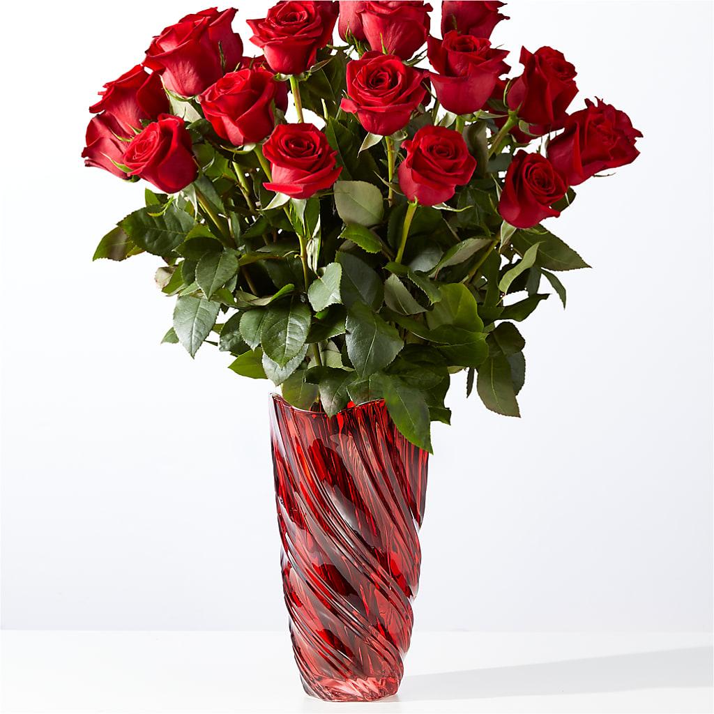 Classic Love Red Rose Bouquet with Luxe Swirl Vase – Acme, Malvern PA