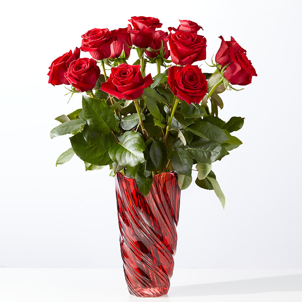 Classic Love Red Rose Bouquet with Luxe Swirl Vase – Acme, Malvern PA