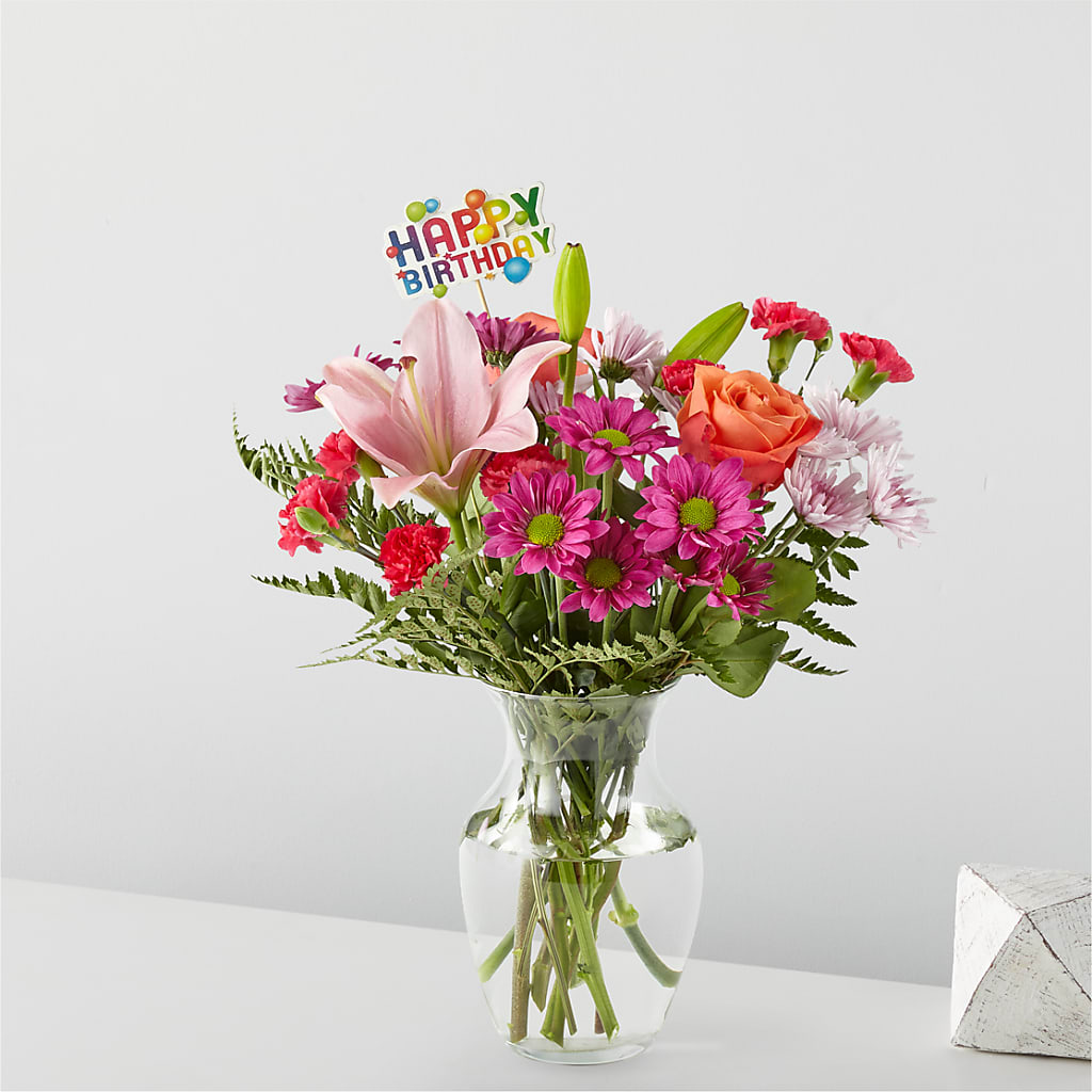 Light of My Life Bouquet & Happy Birthday Topper – Acme, Malvern PA