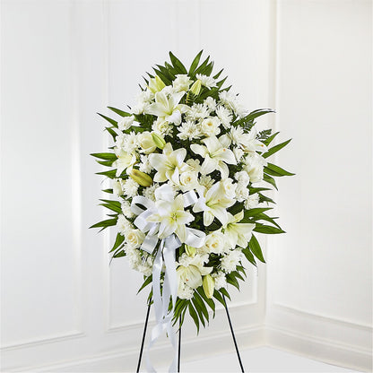 Exquisite Tribute Standing Spray-White Ribbon –  Acme, Malvern PA